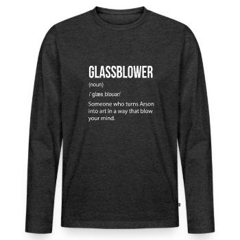 Soufflage de verre Souffleur de verre - T-shirt manches longues Premium bio Homme - anthracite chiné - Devant - Nico (187cm)