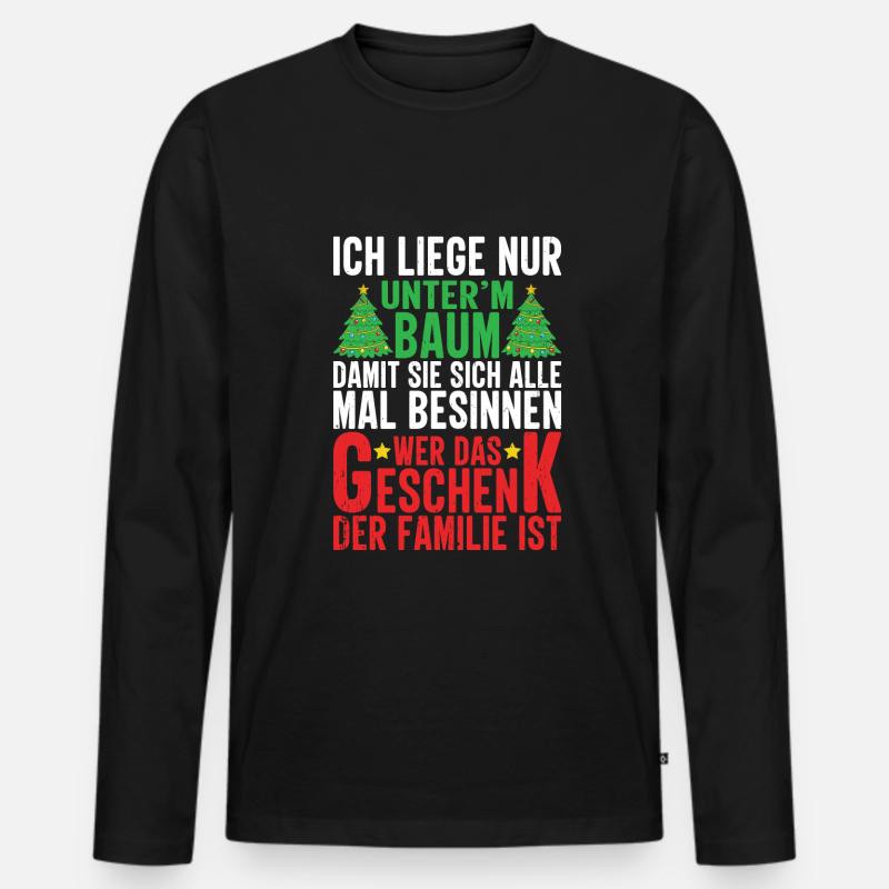 Weihnachten lustig Heiligabend - Männer Premium Bio Langarmshirt - Schwarz