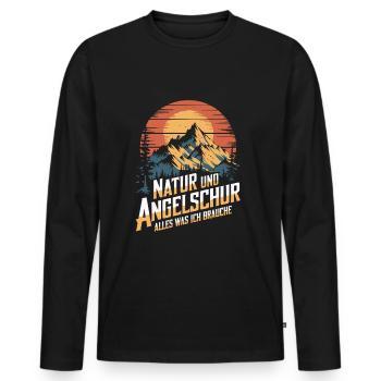 Angeln Fischen in der Natur lustiger Spruch - Männer Premium Bio Langarmshirt - Schwarz - Vorne - Nico (187cm)