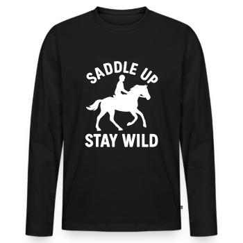 Im Sattel Für Reiter - Männer Premium Bio Langarmshirt - Schwarz - Vorne - Nico (187cm)