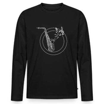 Saxofon - Männer Premium Bio Langarmshirt - Schwarz - Vorne - Nico (187cm)