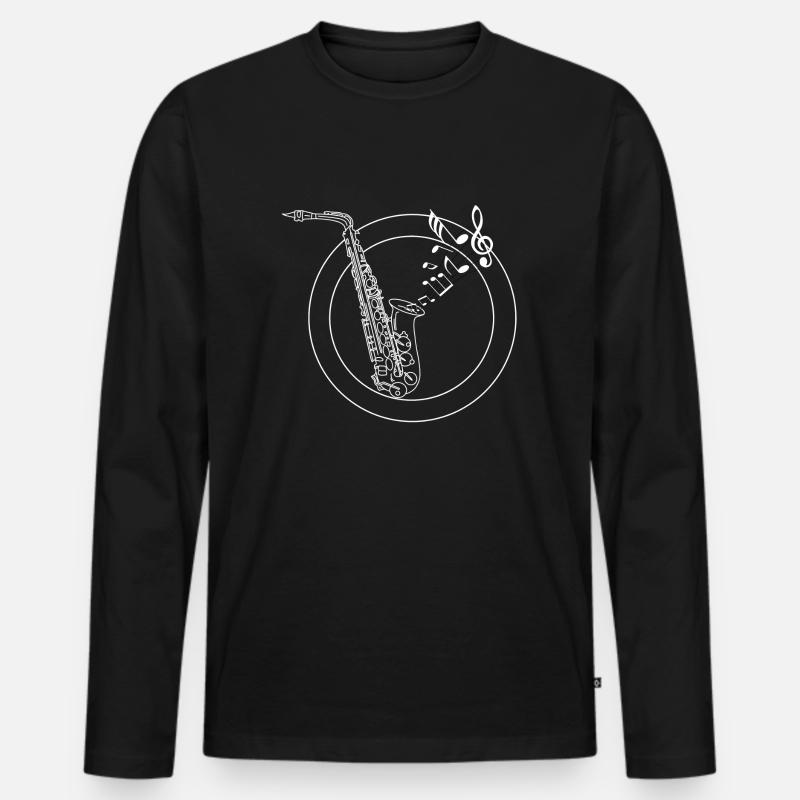 Saxofon - Männer Premium Bio Langarmshirt - Schwarz