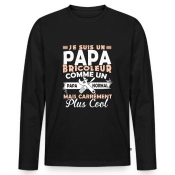 Papa bricoleur - T-shirt manches longues Premium bio Homme - noir - Devant - Nico (187cm)