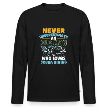 Scuba Diving Scuba Diver Marine Ocean Freediving - Men's Premium Organic Long Sleeve Shirt - black - Front - Nico (187cm)