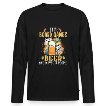 Jeux de société Bière Board Gamer Jeux de société et bière - T-shirt manches longues Premium bio Homme - noir - Devant - Nico (187cm)