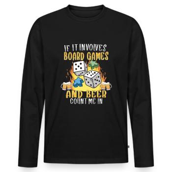 Jeux de société Bière Board Gamer Jeux de société et bière - T-shirt manches longues Premium bio Homme - noir - Devant - Nico (187cm)