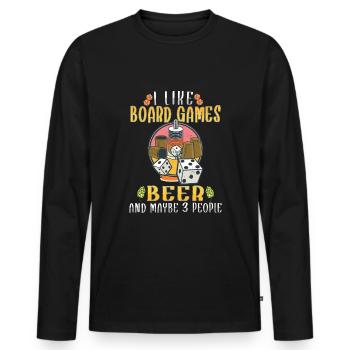 Jeux de société Bière Jeu de société Jeux de société & Bière - T-shirt manches longues Premium bio Homme - noir - Devant - Nico (187cm)