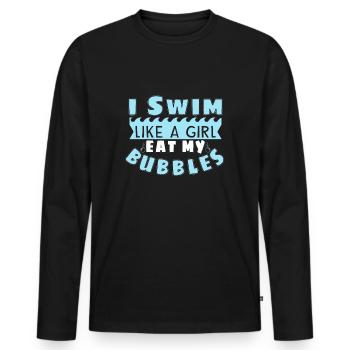 Natation Drôle Natation Nageur Nageur Citations - T-shirt manches longues Premium bio Homme - noir - Devant - Nico (187cm)