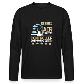 Contrôleur de la circulation aérienne Flight Service Avion Aéroport - T-shirt manches longues Premium bio Homme - noir - Devant - Nico (187cm)