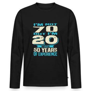 Anniversary 70 years - Men's Premium Organic Long Sleeve Shirt - black - Front - Nico (187cm)