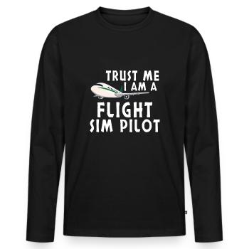Pilot Aviation Airplane Airline Flight Sim Pilot - Men's Premium Organic Long Sleeve Shirt - black - Front - Nico (187cm)