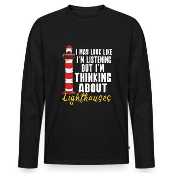 Lighthouse Seaside Nautical I Love Lighthouse - Men's Premium Organic Long Sleeve Shirt - black - Front - Nico (187cm)