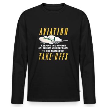 Pilot Aviation Airplane Airline Future Pilots - Männer Premium Bio Langarmshirt - Schwarz - Vorne - Nico (187cm)