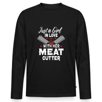 Butcher Butcher Meat Meat Cutter - Men's Premium Organic Long Sleeve Shirt - black - Front - Nico (187cm)
