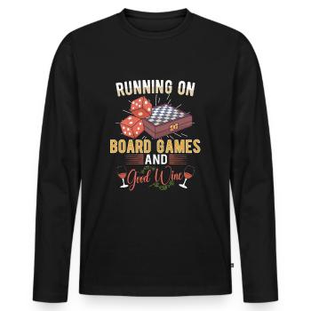 Vin Jeux de société Jeu d’échecs Jeu de société Jeu d’argent - T-shirt manches longues Premium bio Homme - noir - Devant - Nico (187cm)