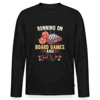 Vin Jeux de société Jeu d’échecs Jeu de société Jeu d’argent - T-shirt manches longues Premium bio Homme - noir - Devant - Nico (187cm)