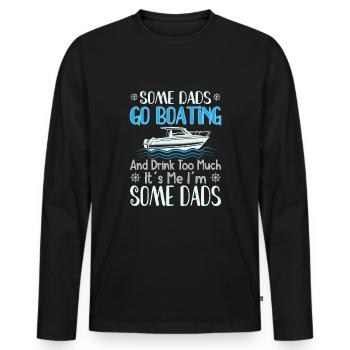 Bateau Papa Capitaine de bateau Ponton Marin Croisière - T-shirt manches longues Premium bio Homme - noir - Devant - Nico (187cm)