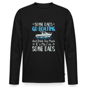 Bateau Papa Capitaine de bateau Ponton Marin Croisière - T-shirt manches longues Premium bio Homme - noir - Devant - Nico (187cm)