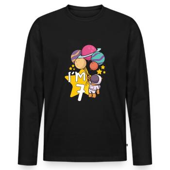 Astronaut Astronomy Solar System Space Kids - Men's Premium Organic Long Sleeve Shirt - black - Front - Nico (187cm)