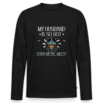 Soudeur Femme Drôle Drôle Soudage Petite Amie Cadeau - T-shirt manches longues Premium bio Homme - noir - Devant - Nico (187cm)