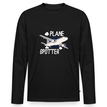 Aircraft Spotting Airplane Aircraft Spotter - Männer Premium Bio Langarmshirt - Schwarz - Vorne - Nico (187cm)
