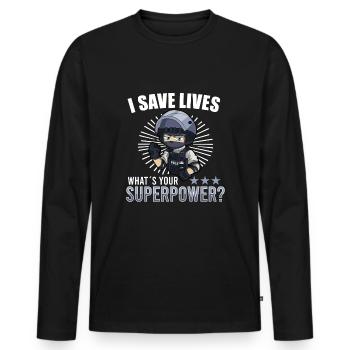 Police Cop Officer Police Office - Men's Premium Organic Long Sleeve Shirt - black - Front - Nico (187cm)