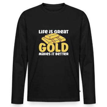 Goldgräber Goldbergbau Goldwaschen Goldmine - Männer Premium Bio Langarmshirt - Schwarz - Vorne - Nico (187cm)