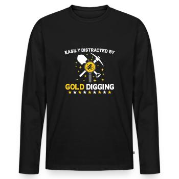 Goldgräber Goldbergbau Goldwaschen Goldmine - Männer Premium Bio Langarmshirt - Schwarz - Vorne - Nico (187cm)