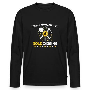 Goldgräber Goldbergbau Goldwaschen Goldmine - Männer Premium Bio Langarmshirt - Schwarz - Vorne - Nico (187cm)