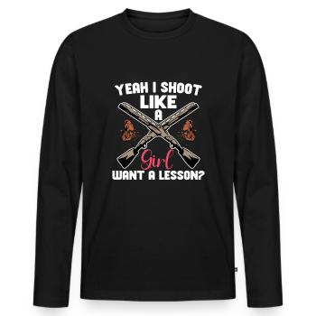 Tontaubenschießen Tontaubenschießen Fallenschießen - Männer Premium Bio Langarmshirt - Schwarz - Vorne - Nico (187cm)
