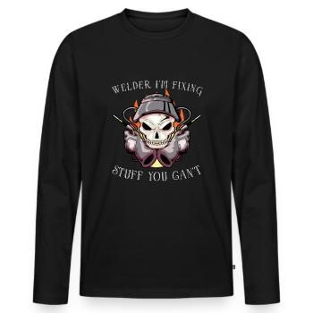 Soudeur Femme Drôle Drôle Soudage Petite Amie Cadeau - T-shirt manches longues Premium bio Homme - noir - Devant - Nico (187cm)