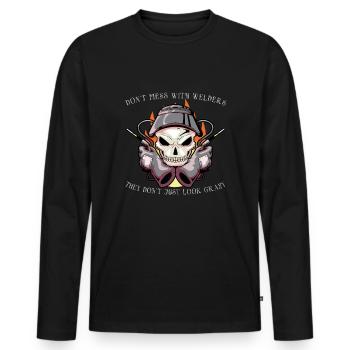 Soudeur Femme Drôle Drôle Soudage Petite Amie Cadeau - T-shirt manches longues Premium bio Homme - noir - Devant - Nico (187cm)