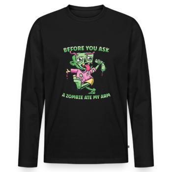 Hand Arm Amputee Assembly Required Amputation - Men's Premium Organic Long Sleeve Shirt - black - Front - Nico (187cm)