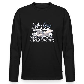 Aircraft Spotting Airplane Aircraft Spotter - Männer Premium Bio Langarmshirt - Schwarz - Vorne - Nico (187cm)