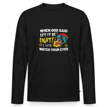 Welder Funny Funny Welding Gift - Men's Premium Organic Long Sleeve Shirt - black - Front - Nico (187cm)
