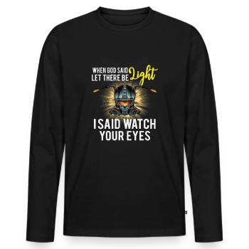 Welder Funny Funny Welding Gift - Men's Premium Organic Long Sleeve Shirt - black - Front - Nico (187cm)