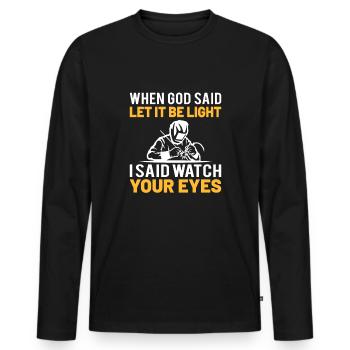 Welder Funny Funny Welding Gift - Men's Premium Organic Long Sleeve Shirt - black - Front - Nico (187cm)