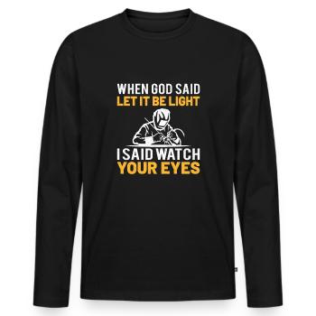 Welder Funny Funny Welding Gift - Men's Premium Organic Long Sleeve Shirt - black - Front - Nico (187cm)