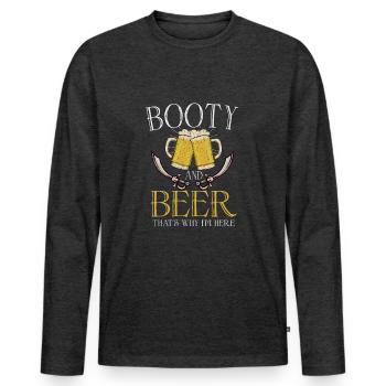 Amateur de bière Pirate Bateau Pirate Capitaine - T-shirt manches longues Premium bio Homme - anthracite chiné - Devant - Nico (187cm)