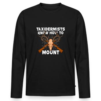 Funny taxidermist taxidermy hunting trophy - Men's Premium Organic Long Sleeve Shirt - black - Front - Nico (187cm)