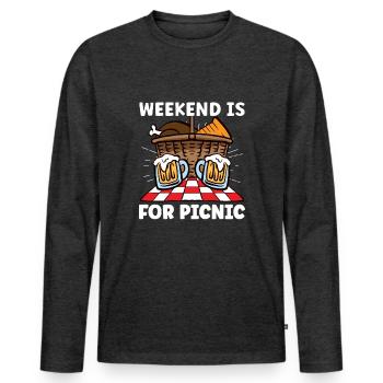 Picnic Lover Pique-Panier de nourriture Date de pique- - T-shirt manches longues Premium bio Homme - anthracite chiné - Devant - Nico (187cm)