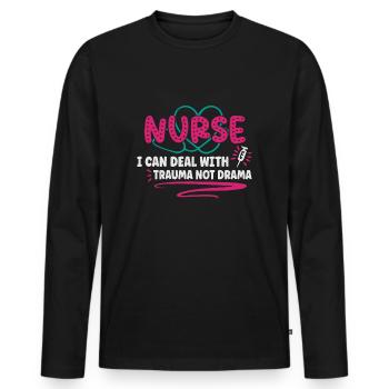 Infirmière Infirmière Infirmière Clinique Paramédicale - T-shirt manches longues Premium bio Homme - noir - Devant - Nico (187cm)