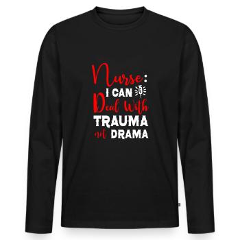 Infirmière Infirmière Infirmière Clinique Paramédicale - T-shirt manches longues Premium bio Homme - noir - Devant - Nico (187cm)