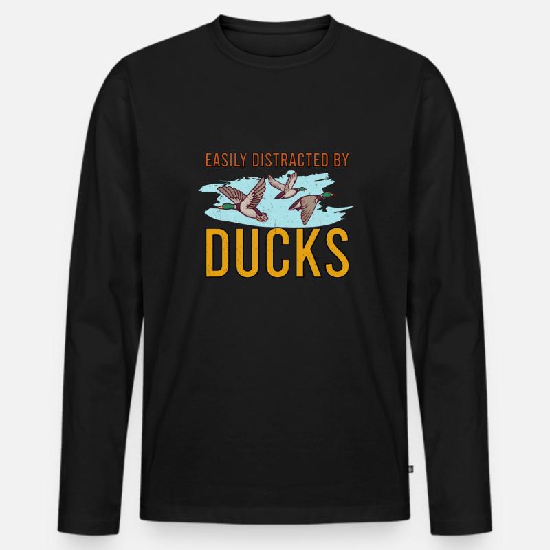 Entenjagd Entenjäger Vogeljagd - Männer Premium Bio Langarmshirt - Schwarz