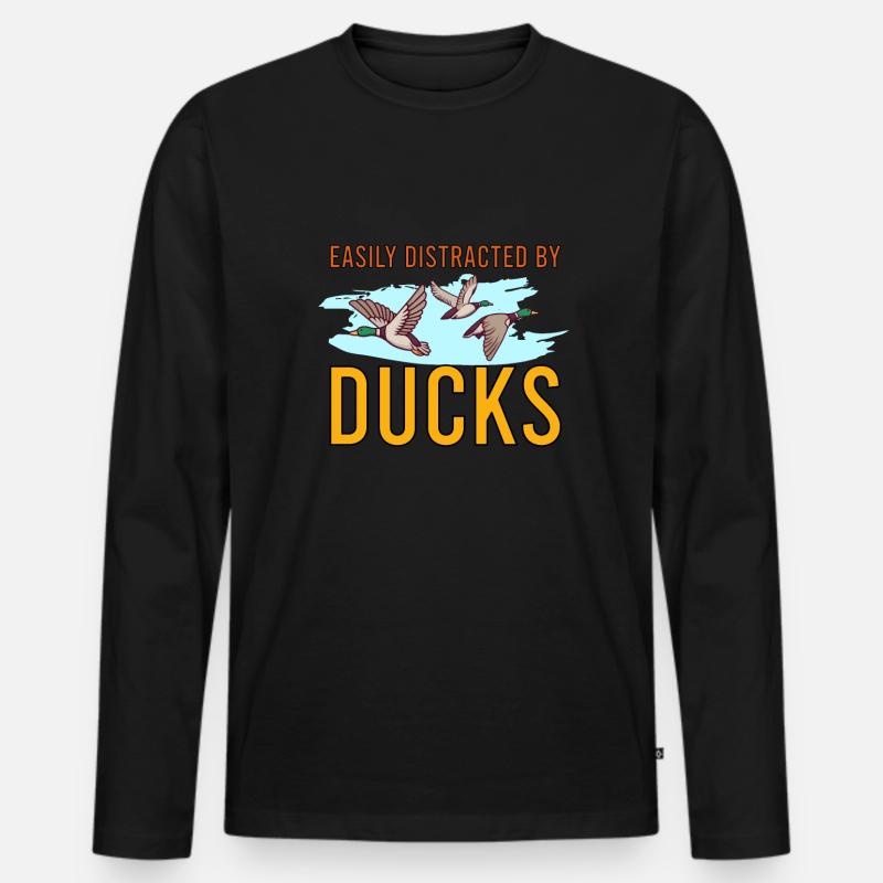 Entenjagd Entenjäger Vogeljagd - Männer Premium Bio Langarmshirt - Schwarz