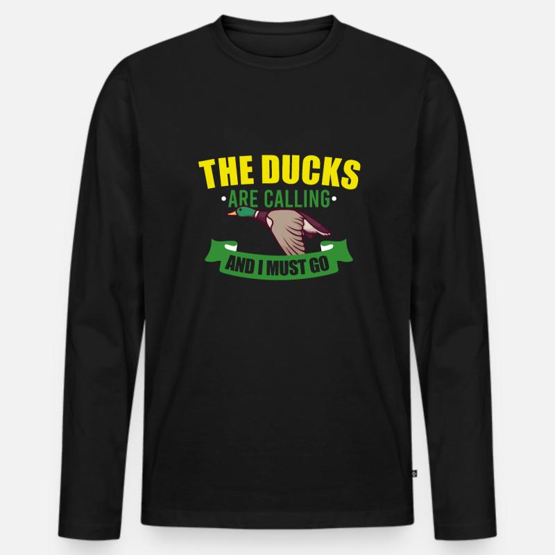 Entenjagd Entenjäger Vogeljagd - Männer Premium Bio Langarmshirt - Schwarz