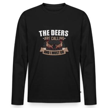 Hirschjagd Hirschjäger Jagdsaison Bockjagd - Männer Premium Bio Langarmshirt - Schwarz - Vorne - Nico (187cm)