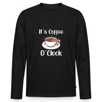 Amateur de café Molécule de caféine Java Latte Espresso - T-shirt manches longues Premium bio Homme - noir - Devant - Nico (187cm)