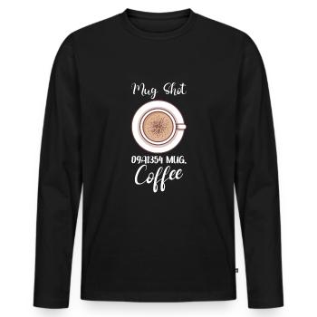 Amateur de café Molécule de caféine Java Latte Espresso - T-shirt manches longues Premium bio Homme - noir - Devant - Nico (187cm)