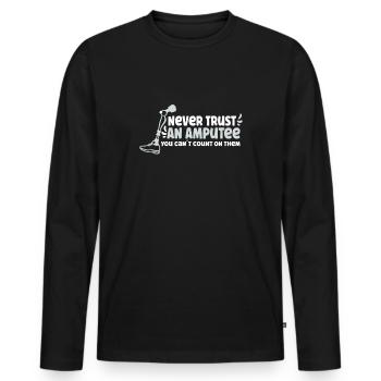 Handicapped Wheelchair Cyborg Leg Arm Amputee - Men's Premium Organic Long Sleeve Shirt - black - Front - Nico (187cm)